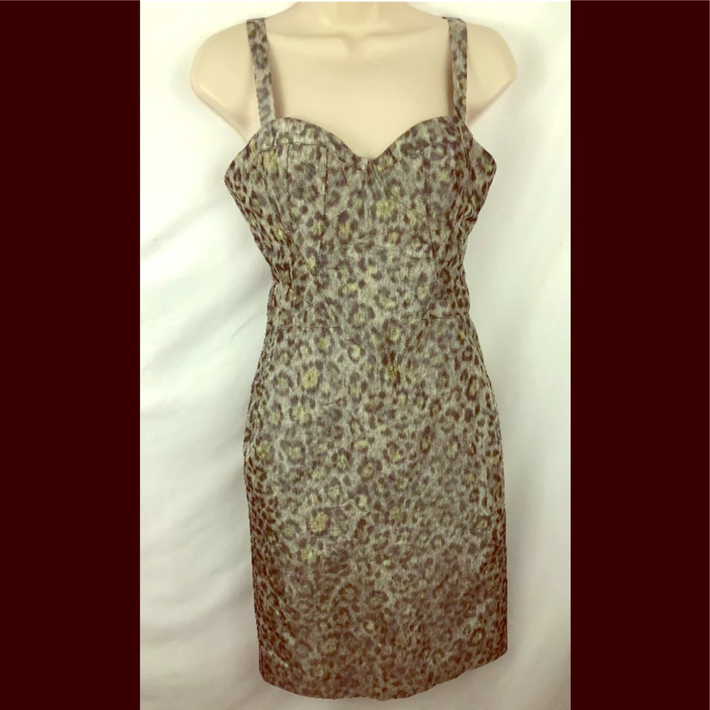 Z Spoke Zac Posen Leopard Corsett Dress Sz 2